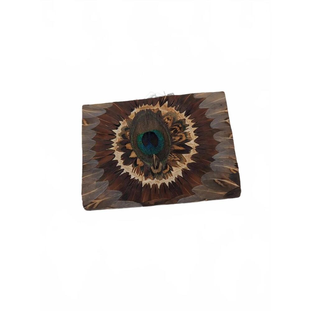 Vintage 1960s  Small Peacock Feather‎ Coin Purse